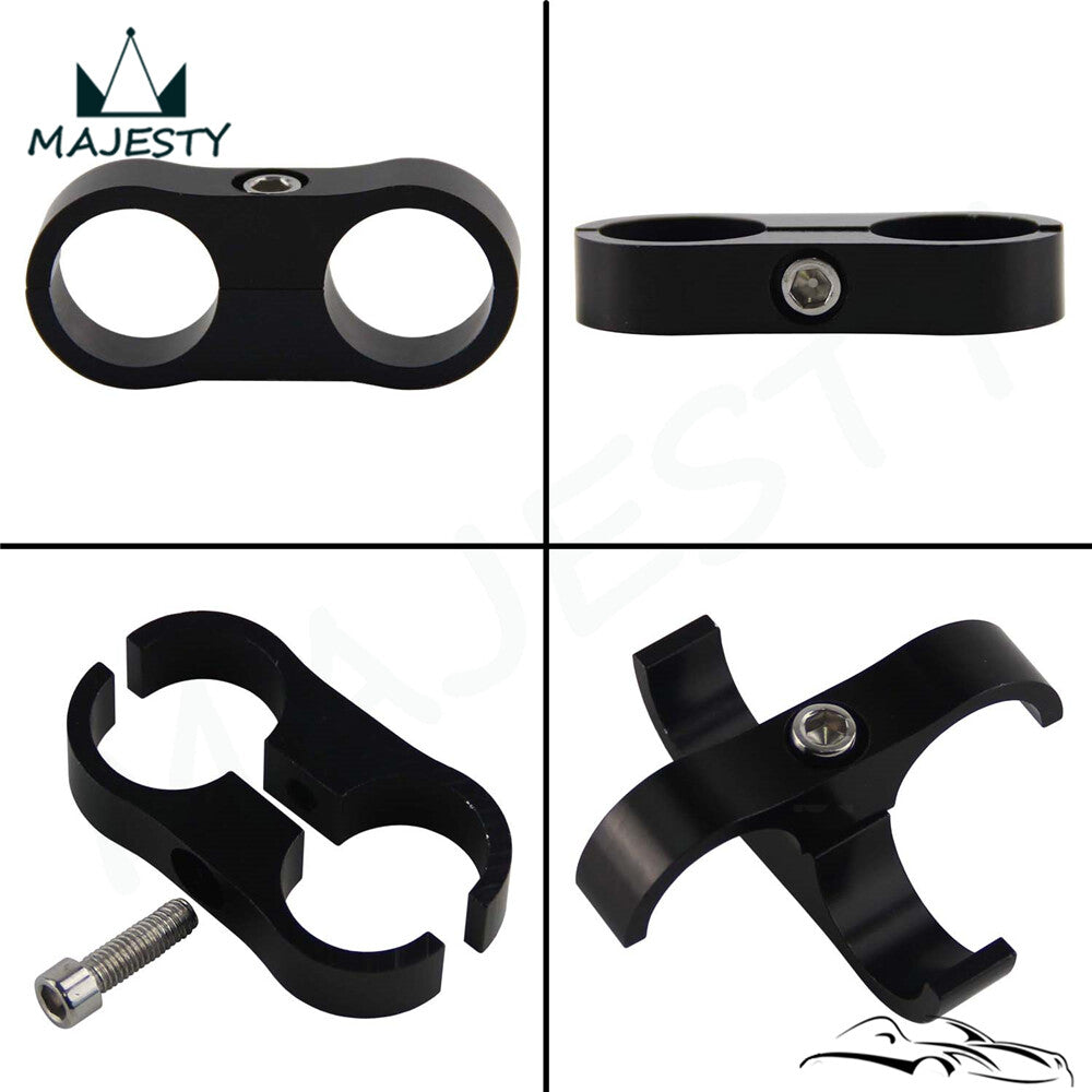 4pcs AN8 16MM 0.63 Braided Hose Separator Clamp Fitting Adapter Bracket Black