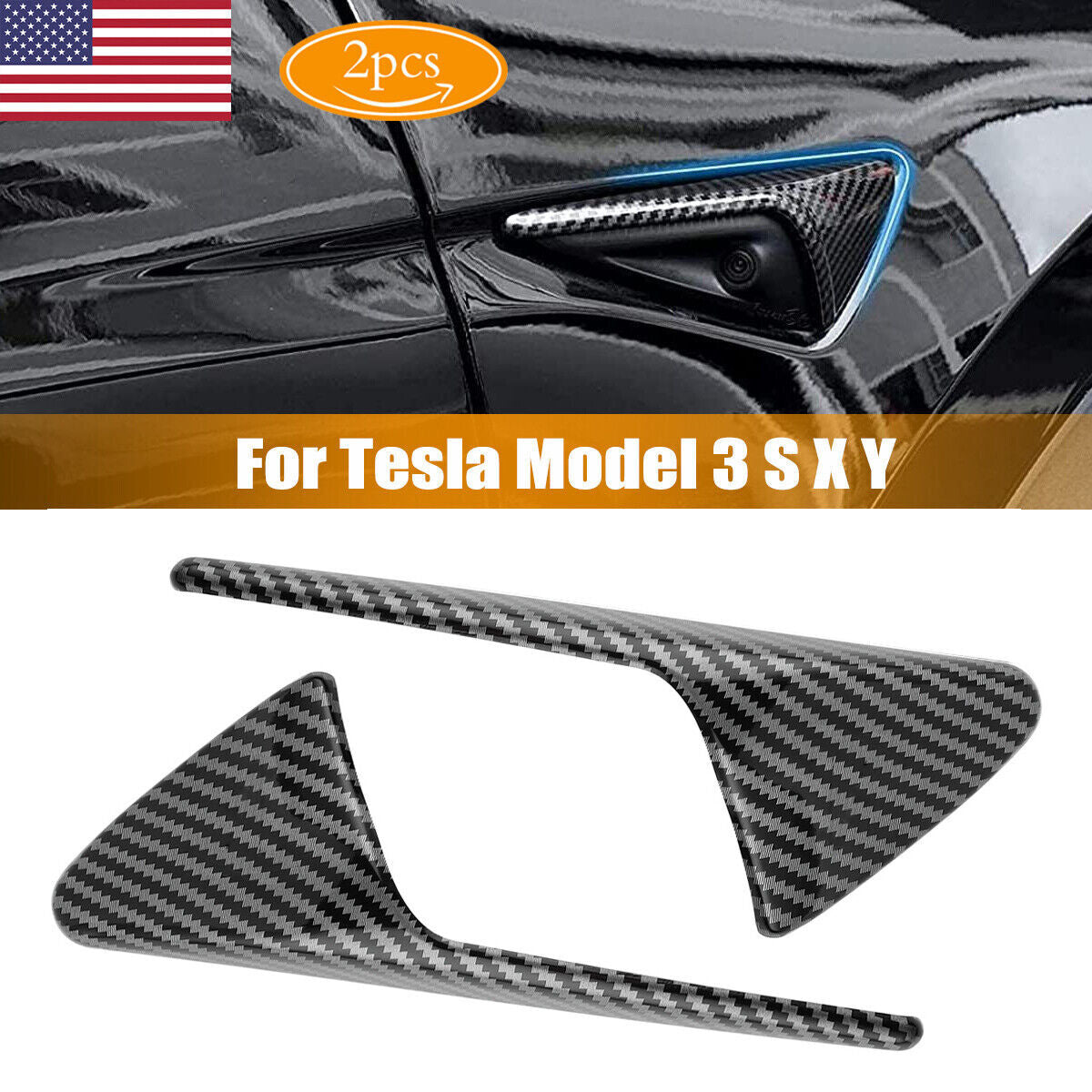 2-Piece Carbon Fiber Side Camera Vent Cover for Model 3 SXY Accessories n