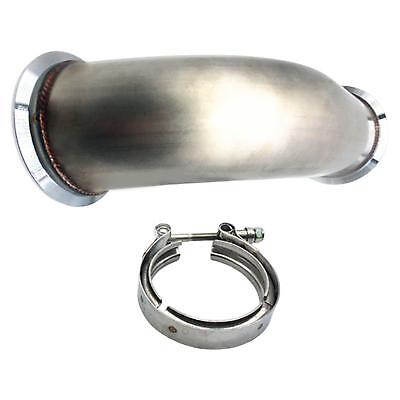 3-inch 90-degree Garrett V-band with clamp, short leg, 6-inch universal bottom tube