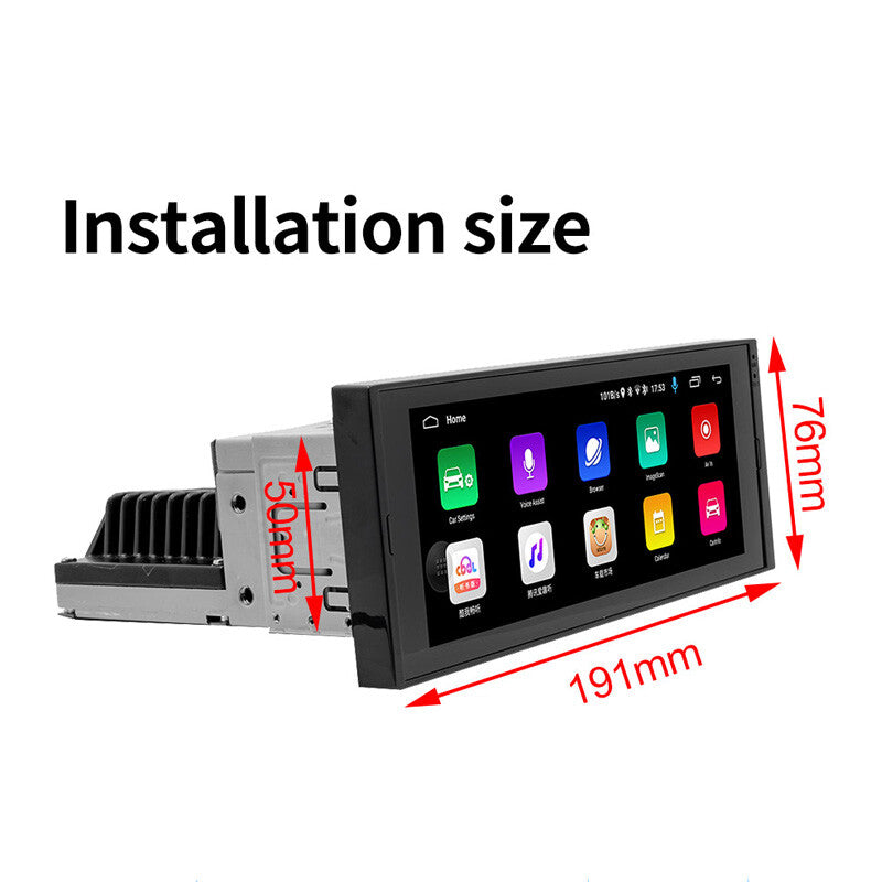 6.86-inch single DIN Android 10.1 car stereo radio player with Bluetooth, AUX, and offline maps. n