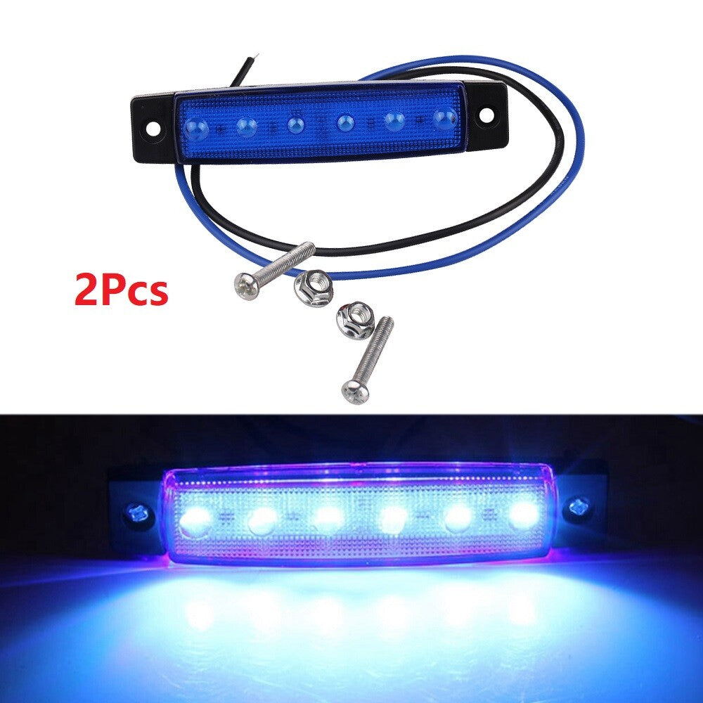 2x 6 LED Clearance Side Indicator Light Marker Lamp Blue Fits Auto Truck Lorry Q