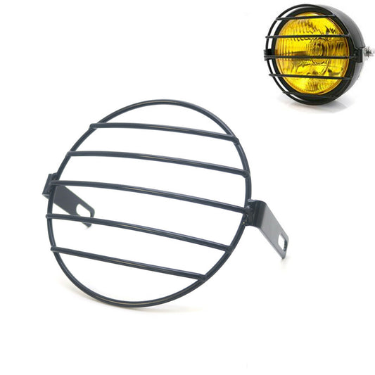 Motorcycle 7 Black Retro Metal Grill Side Mount Headlight Mask Cover For CB400 Q