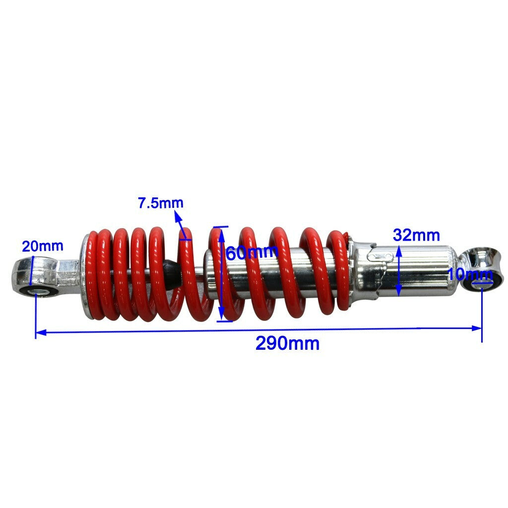 2 x 290mm 11.5-inch front shocks for 110cc/125cc all-terrain vehicles with four wheels and a Wheeler cooler.