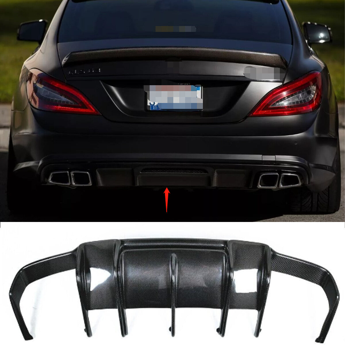 Rear bumper diffuser boiler suitable for Mercedes-Benz W218 CLS550 CLS63 AMG 2012-18 Carbon Fiber Q