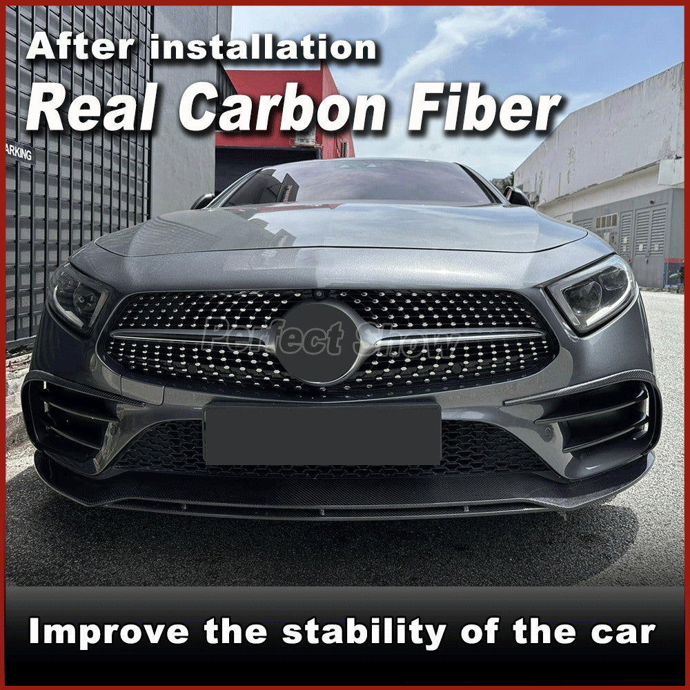 for Benz C257 CLS400 CLS350 18-21 REAL Carbon Front Bumper Canards Splitter Fins