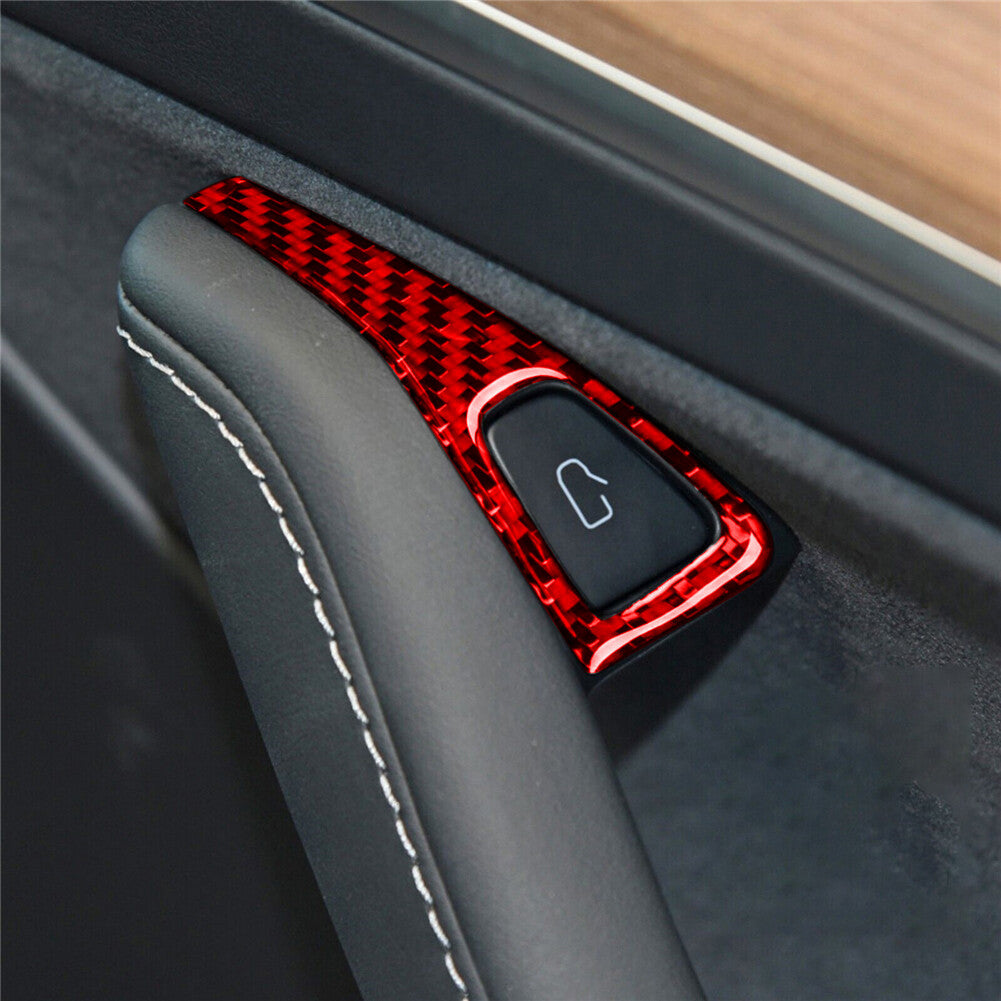 4X Carbon Fiber Interior Window Lift Switch Button Cover Trim for Tesla Model 3Y