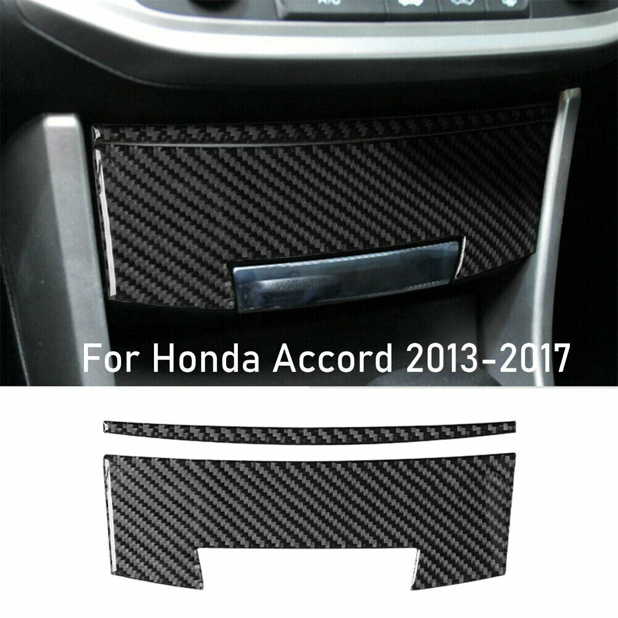 For 2013-2017 for Honda Accord Carbon Fiber Interior Central Storage Box Cover Trim