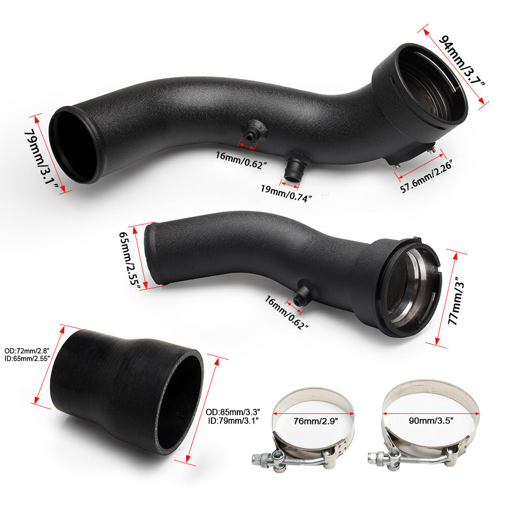Air Intake Turbo Charge Pipe Black Aluminum for BMW M135i N55 M235i M2 2012-2016