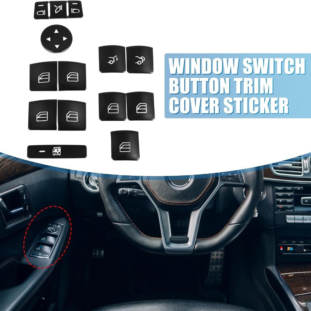 14pcs Silver Window Switch Button Trim Cover
