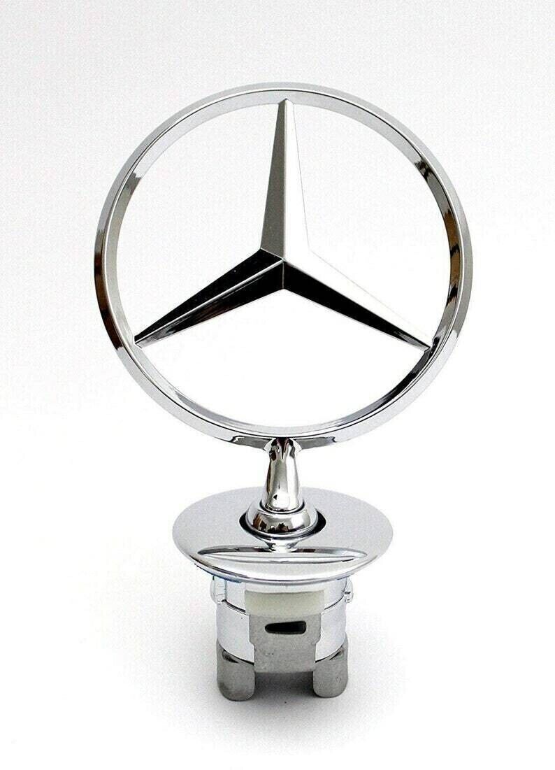 Chrome Star Bonnet Hood Logo Emblem Badge fit AMG W124 W202 W203 W204