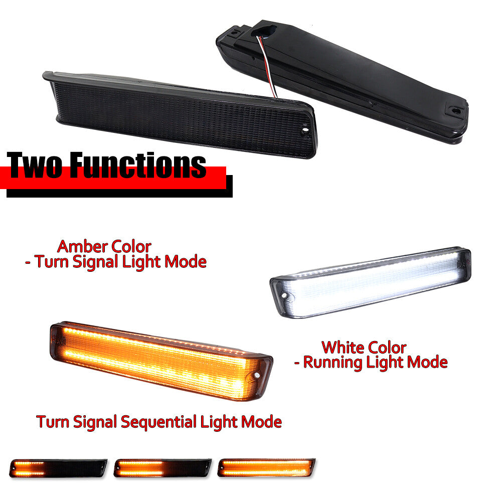 Smoked white amber LED DRL turn signal light suitable for 73-79 trucks, for Mustang - v