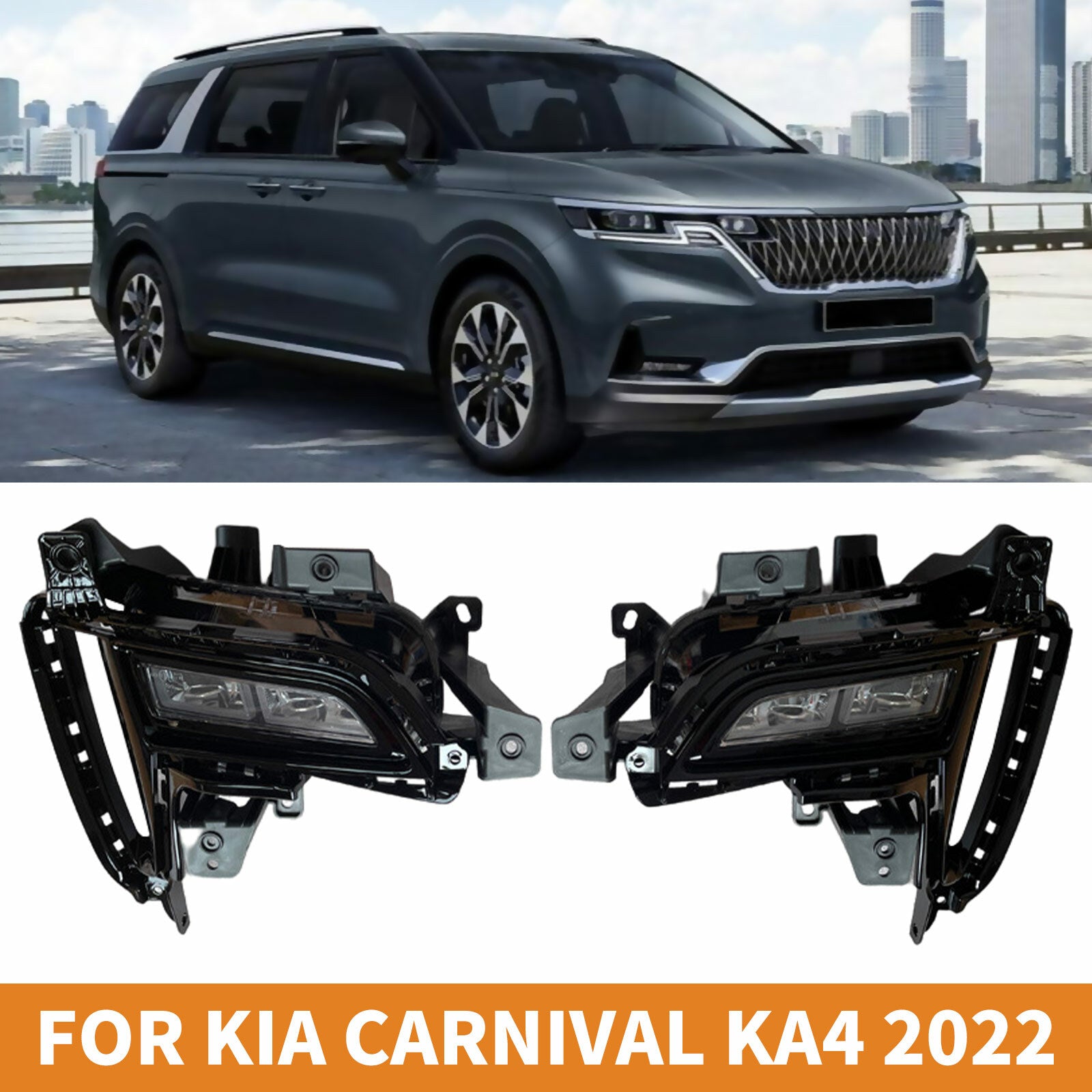 LED Front Pump Fog Light Kit with Daytime Running Lights for 2022 for Kia Fiesta - One Pair
