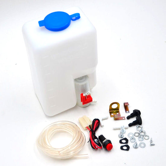 NEW Universal 12V Windshield Washer Bottle Tank Pump Wiper System Reservoir Kit