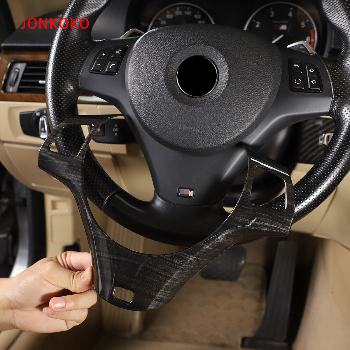Black wood trim steering wheel suitable for 2005-2012 3 E90 E92 E93- n