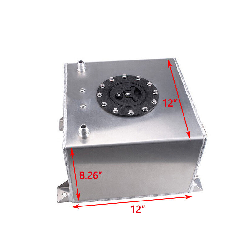 5-Gallon Polish Aluminum Cap Racing Drift Street Fuel Cell Gas Tank Silver