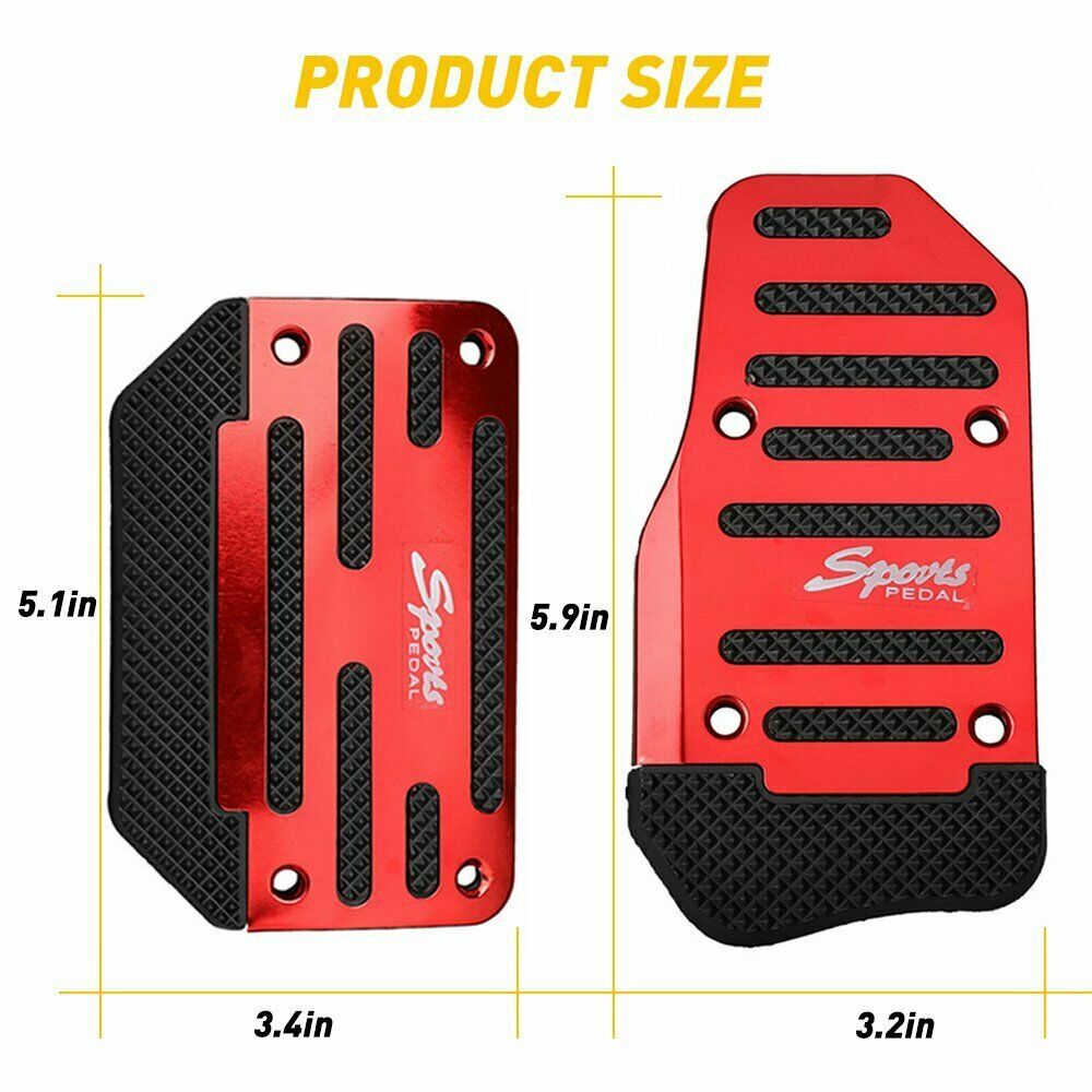 Car Aluminum Automatic Gear Brake Accelerator Anti-Slip Foot Pedal Protector 2 pcs - v