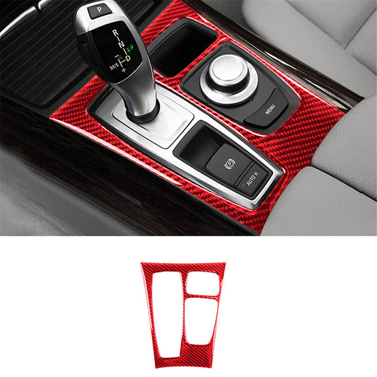 Red carbon fiber gearshift frame for BMW X5 E70 X6 E71 2008-10 type A