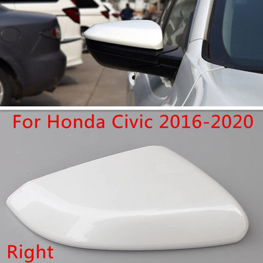 Pearl White Right Rearview Door Mirror Cover Shell Cap for Honda for Civic 2016-2020