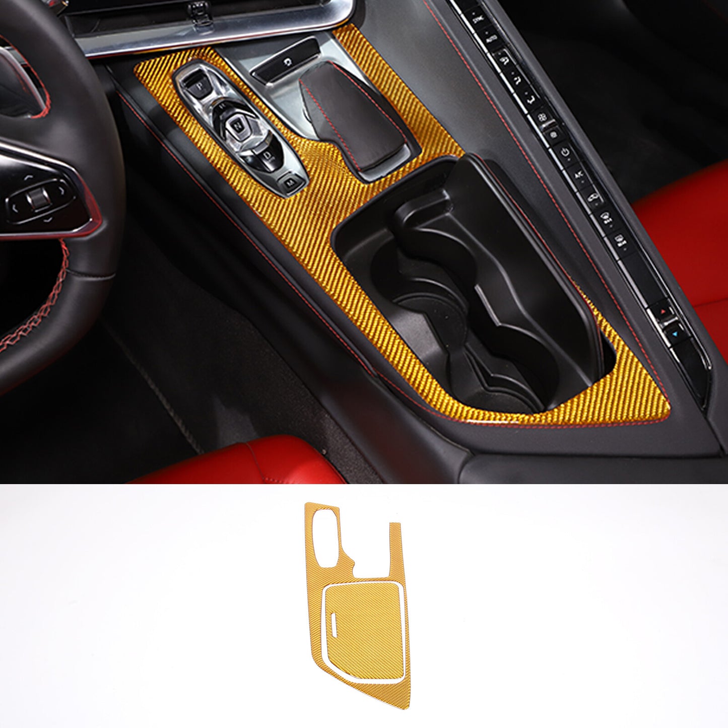 6-Piece Carbon Fiber Dashboard Side Panel Decal Trim for Corvette C8 2020-2023- v