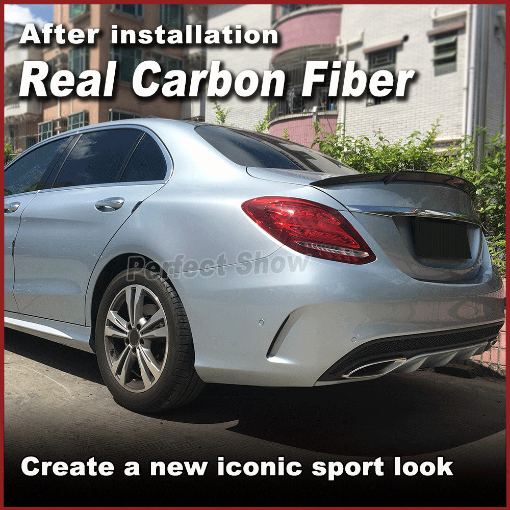 Fit for Mercedes W205 C200 C250 C300 C63 REAL CARBON Rear Trunk Spoiler Wing
