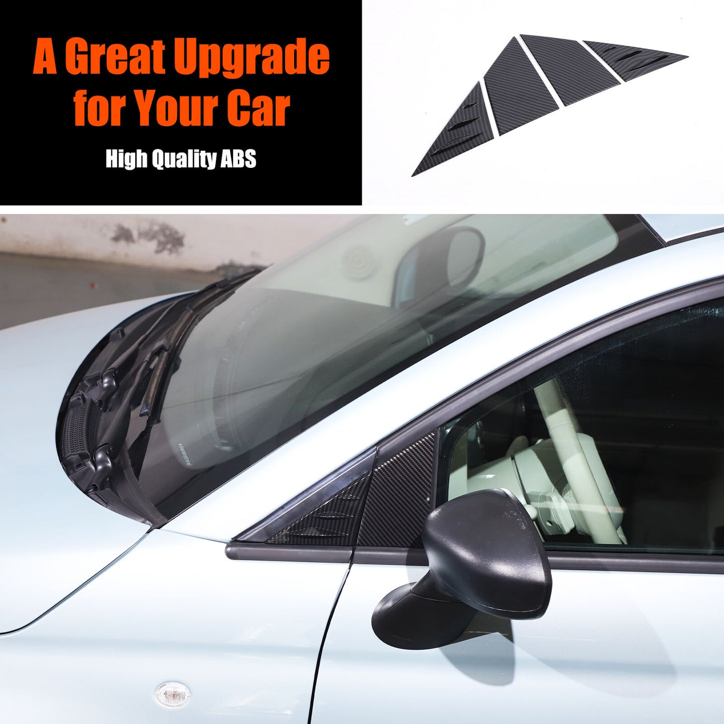 Carbon fiber ABS A-pillar windproof deflector suitable for Fiat 500 2010-23 L&R