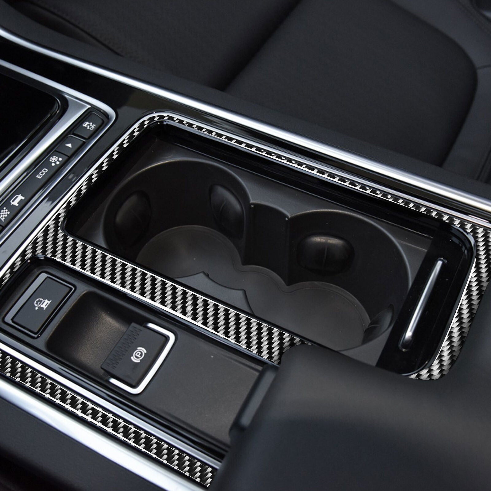Carbon Fiber Center Console Cup Holder Cover for Jaguar F-Pace XE XF 2016-2020