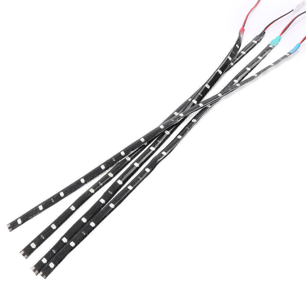 12V Universal Blue LED Strip Light Waterproof Flexible 15-LED Lamp Auto Car