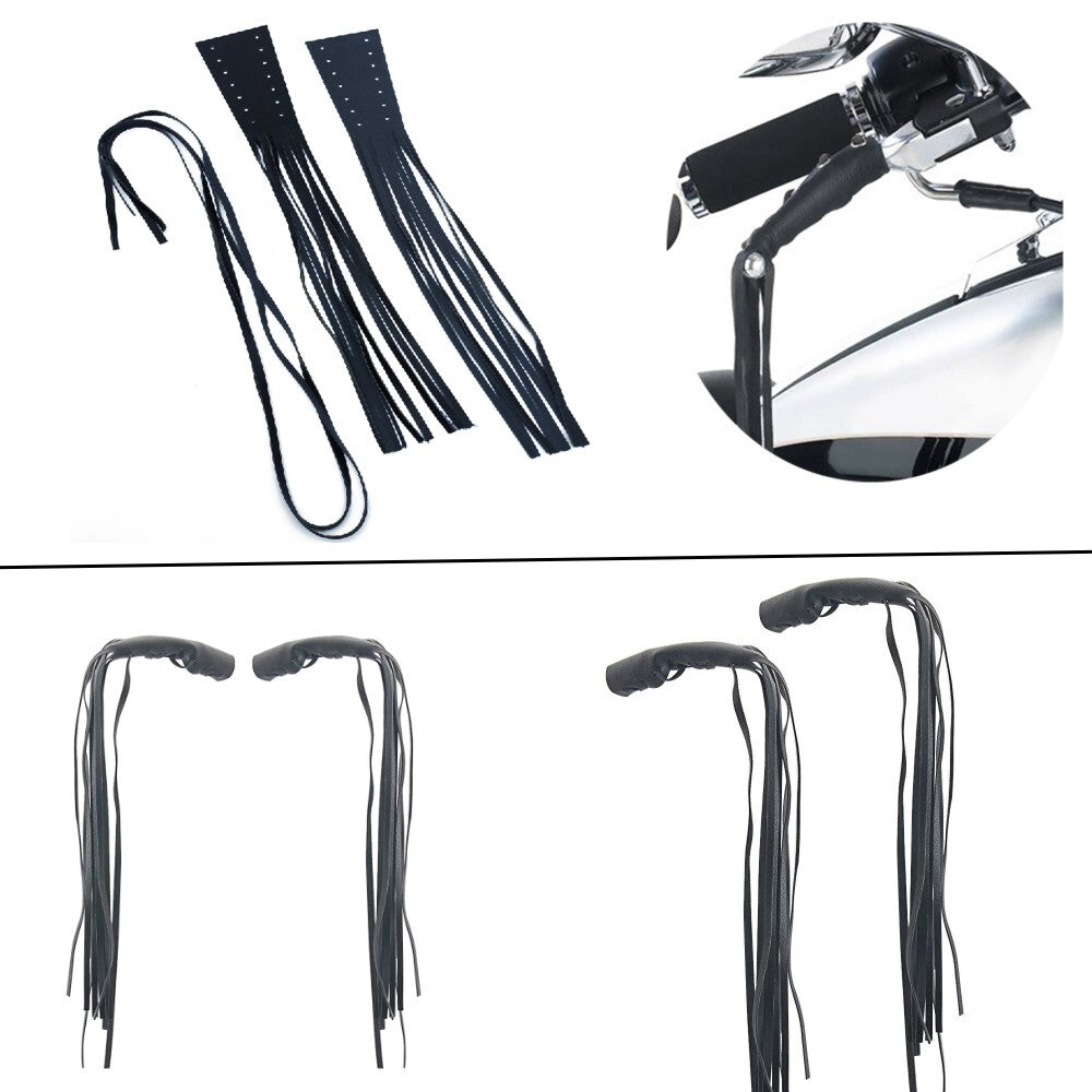 2-Piece Polyurethane Synthetic Leather Motorcycle Brake Lever Cover Rider Clutch Striped Long Tassel - n