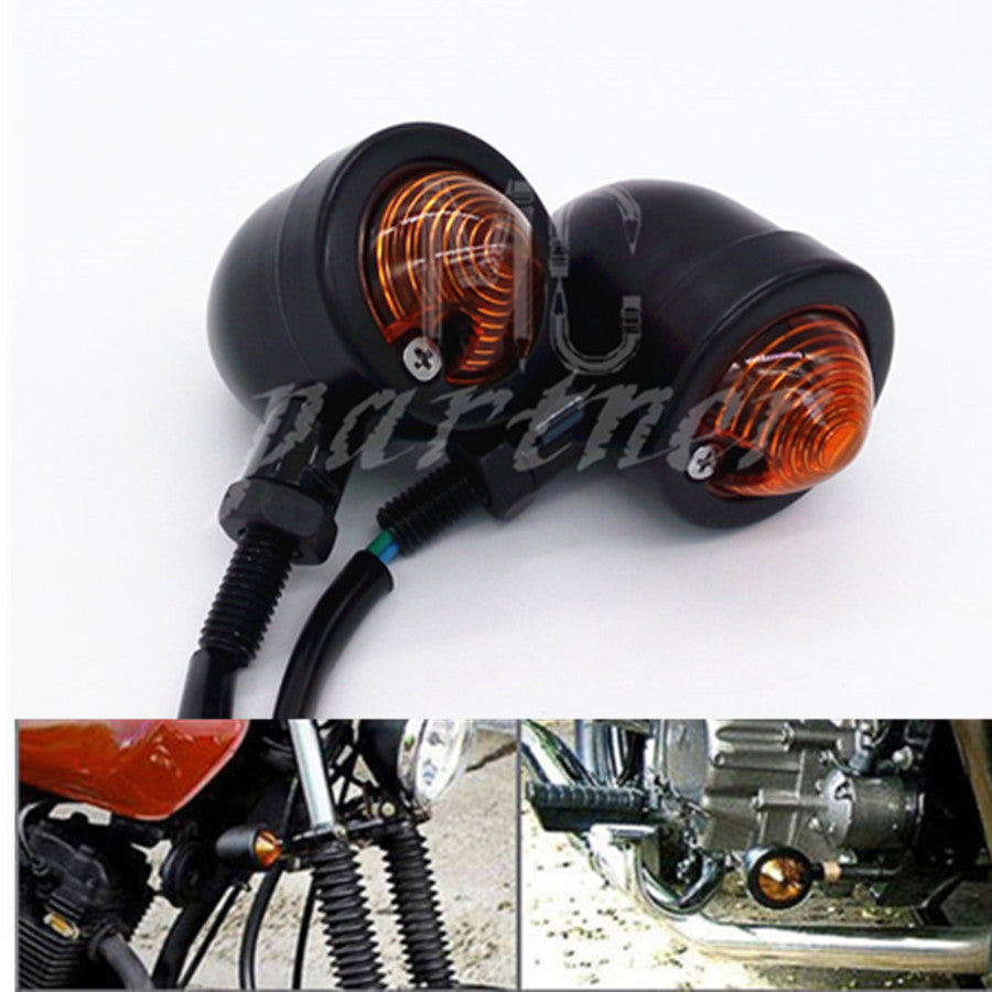 4 x Black Motorcycle Bullet Turn Signal Amber Light Indicator Blinker for Harley Q