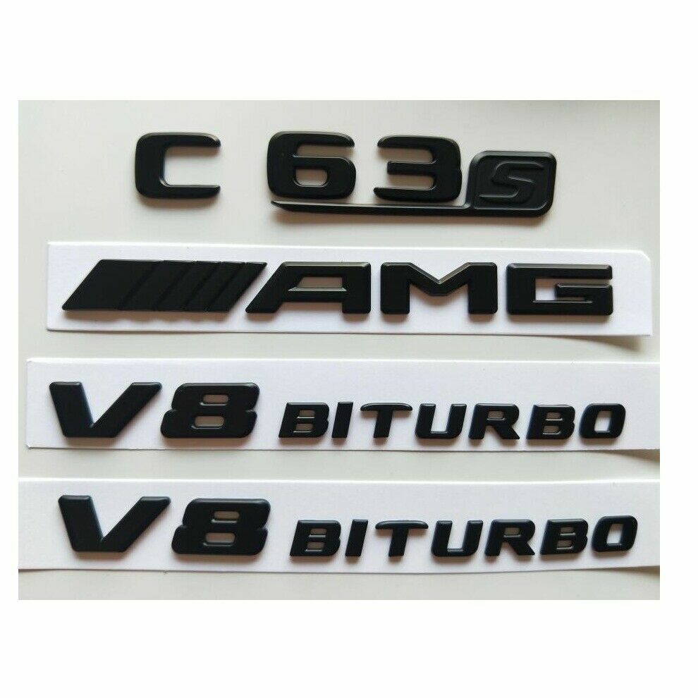 All Matte Black C63s AMG V8 BITURBO Badge for Mercedes-Benz W205 C205