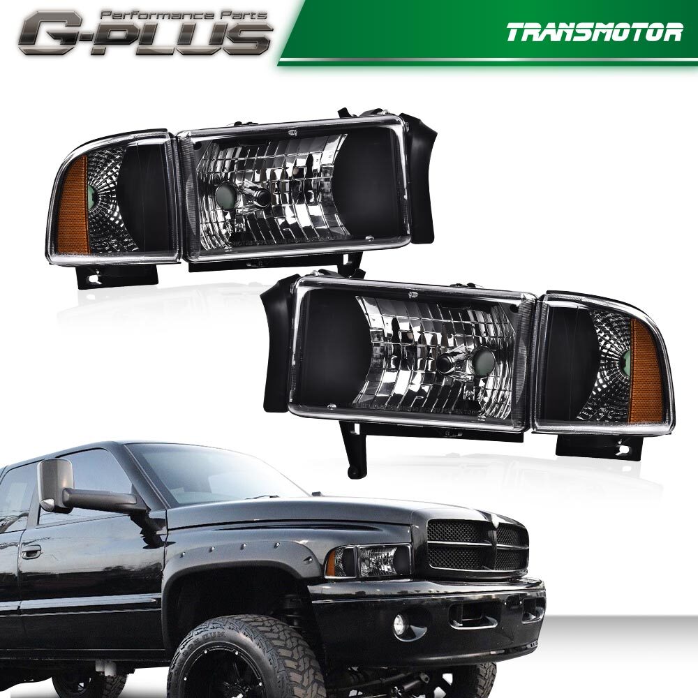 Suitable for 94-02 for Dodge for RAM 1500 2500 3500 headlights LAMPS chrome lens amber angle- v