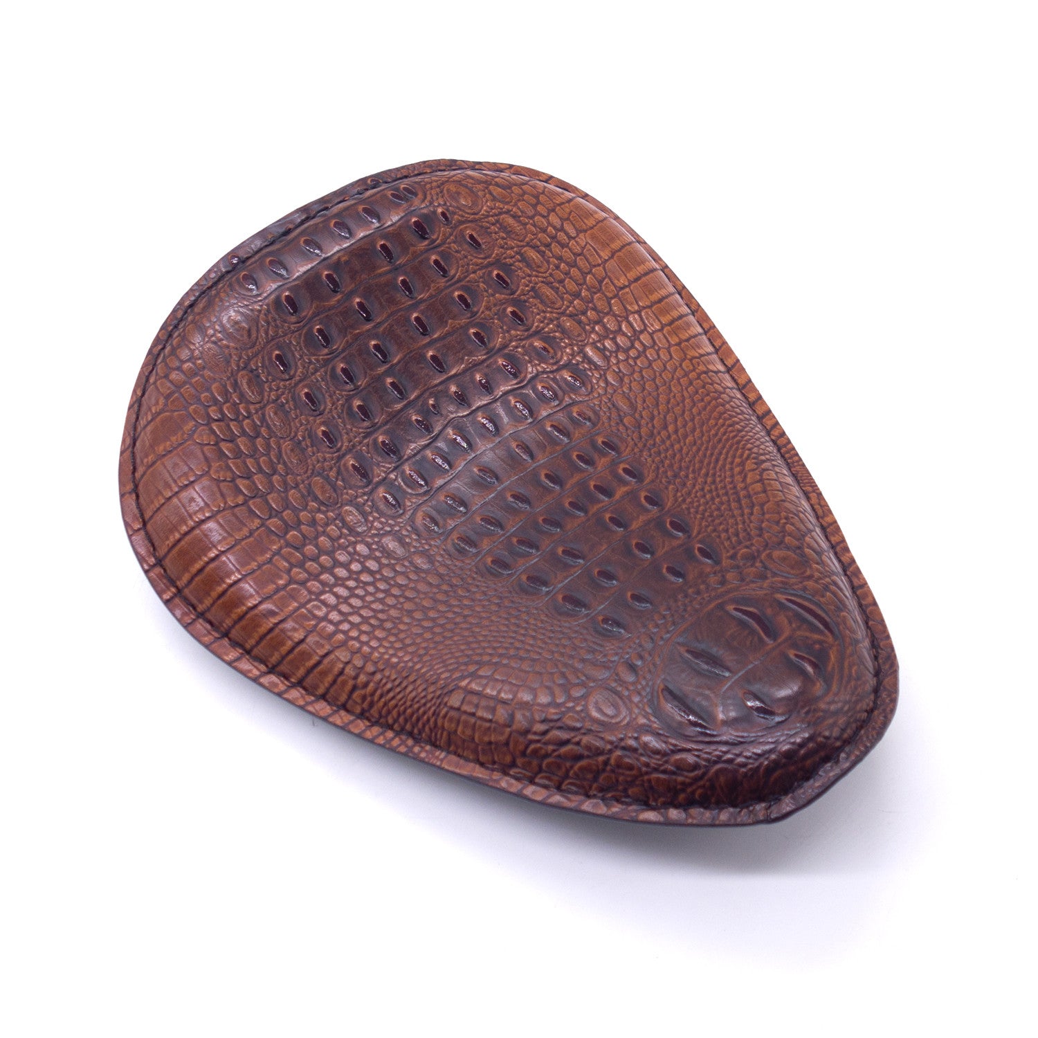 Brown Crocodile PU Leather Solo Drive for Seat for Harley Chopper Bobber Custom Q