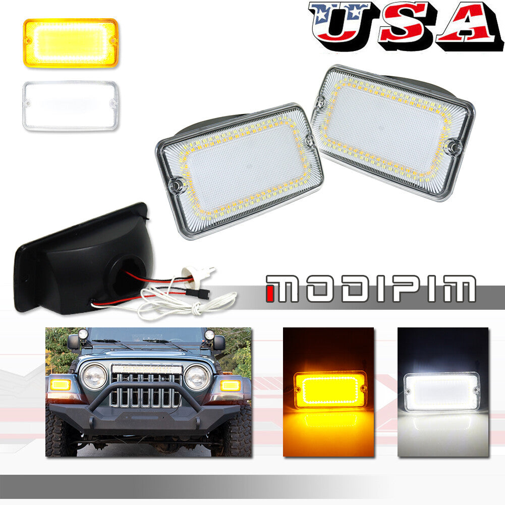 Clear Lens Switch LED Front DRL Turn Signal Light for for Jeep for Wrangler TJ 97-06- v
