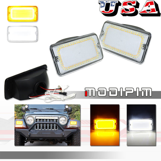 Clear Lens Switch LED Front DRL Turn Signal Light for for Jeep for Wrangler TJ 97-06- v