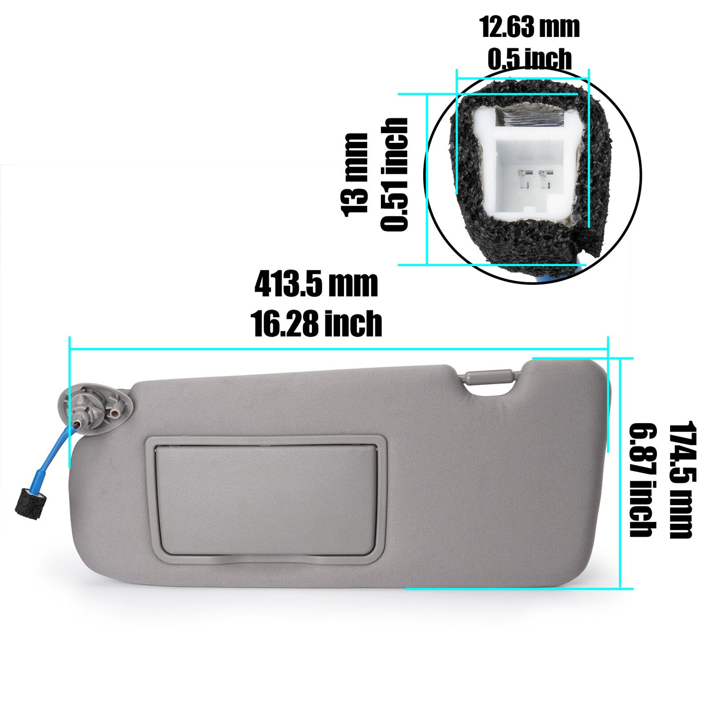 One-piece new sun visor with mirror-finish light gray finish, suitable for the left driver's side of for Honda CR-V. n