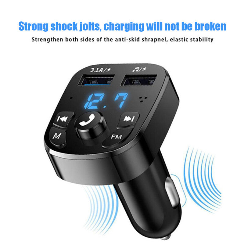 Car Bluetooth FM Transmitter Radio MP3 Wireless Adapter Kit with 2 USB Chargers - n