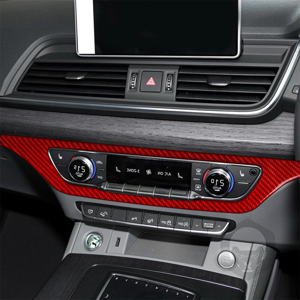 for Audi Q5 Q5L 2018+ RHD Interior CD Switch Button Panel Cover Red Carbon Fiber