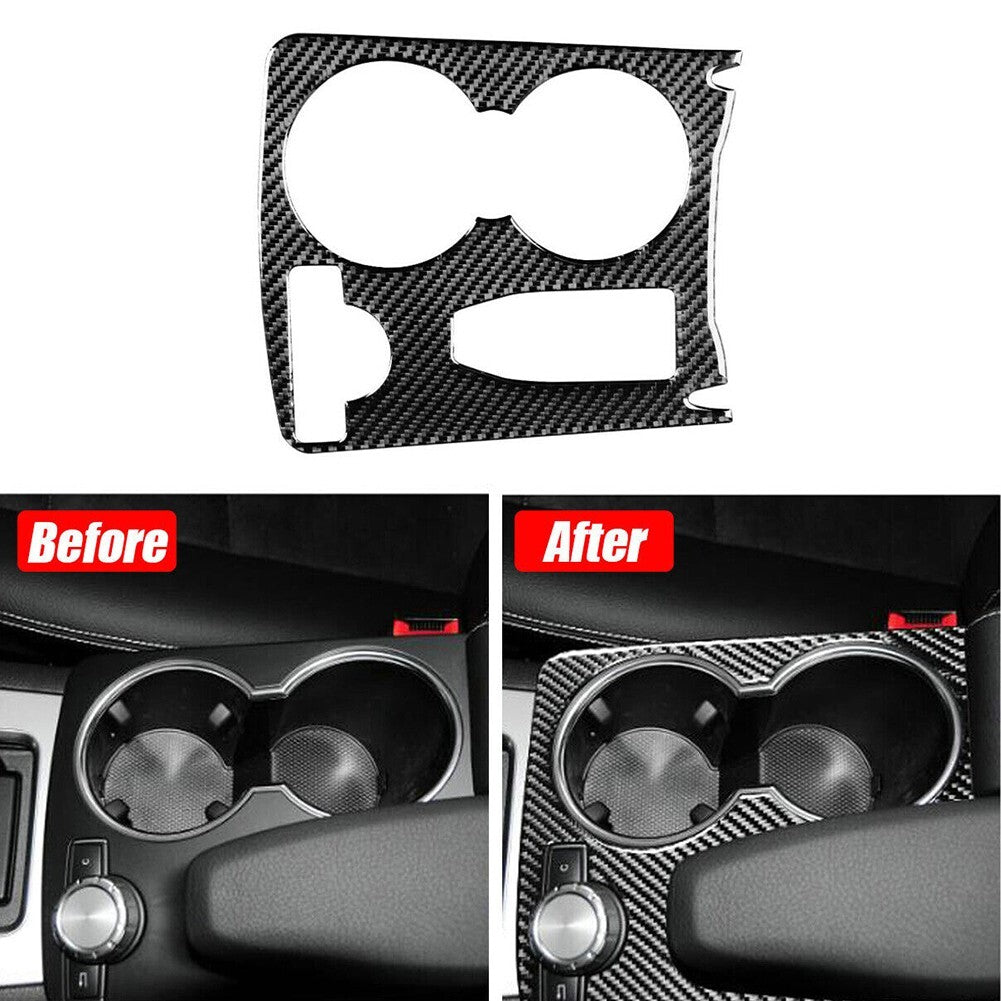 Carbon Car Water Cup Holder Panel Cover For C-Class W204 2007-2014 v