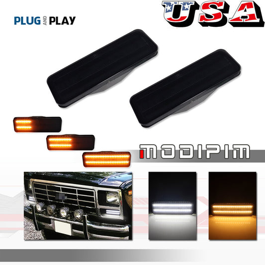 2-piece smoked front bumper turn signal lights suitable for Mustang F100 F150 F250 F350- v