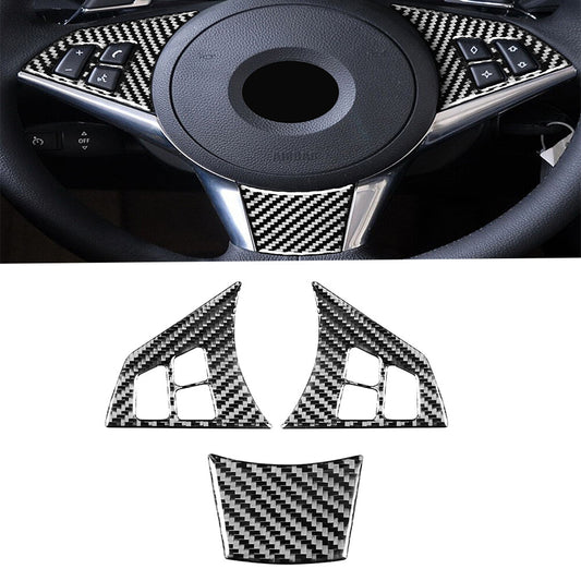 3Pcs for BMW 6 Series E63 E64 04-10 Carbon Fiber Car Steering Wheel Panel Cover