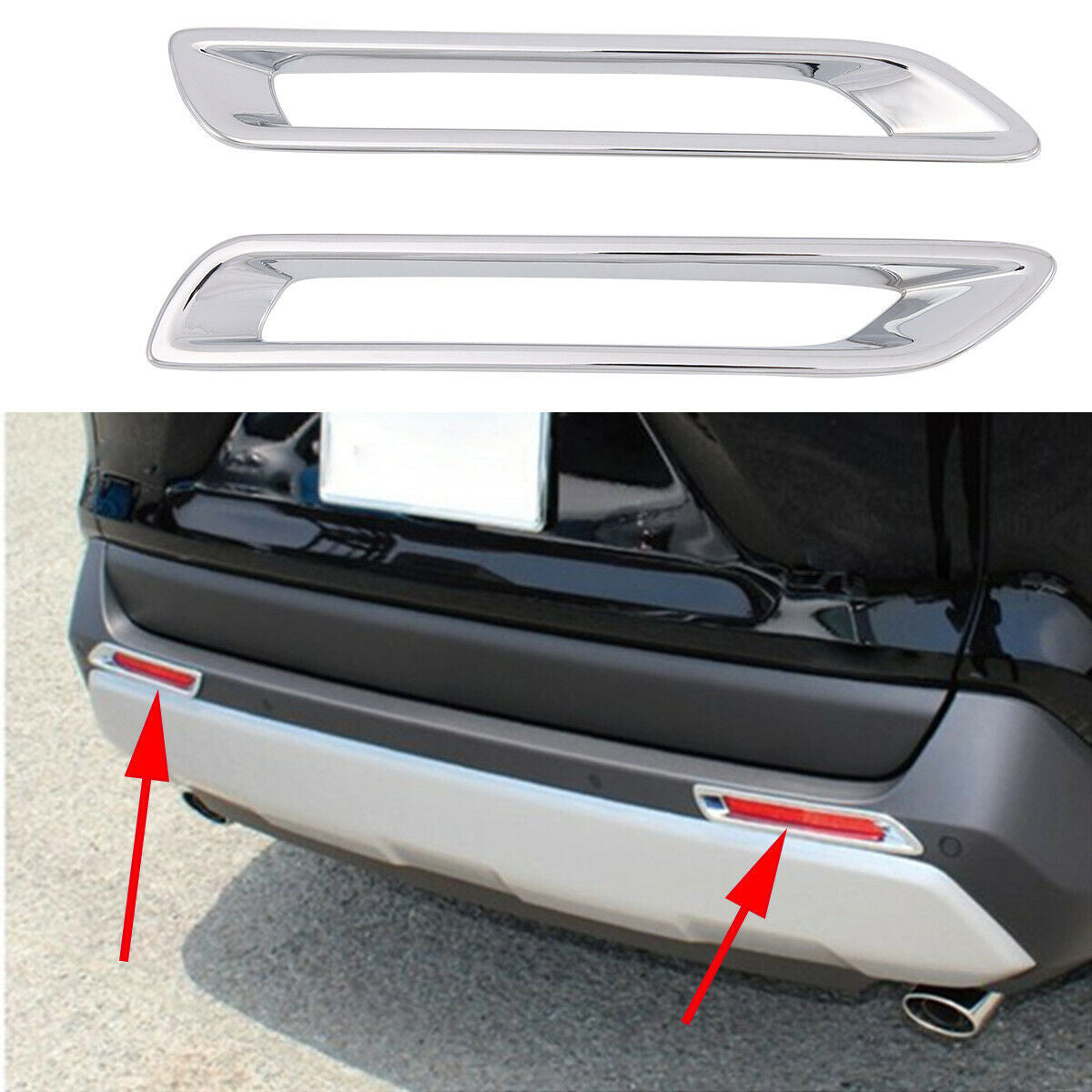 Fit for Toyota RAV4 2019-2022 Chrome Rear Bumper Tail Fog Light Lamp Cover Trim