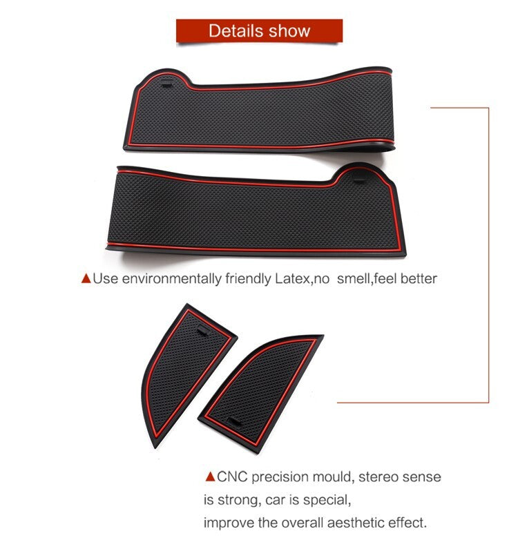 Car Gate Slot Cup Mat for Ford for Mustang Mach-E 2021 2022 Anti-Slip Mats BLACK