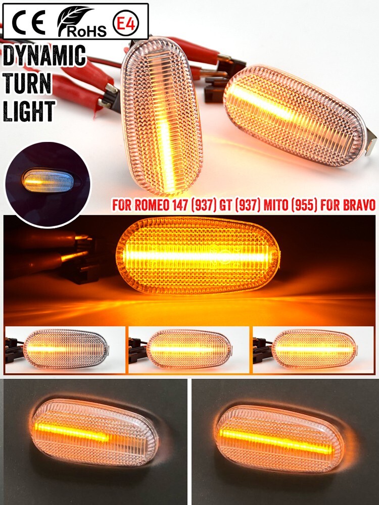 2pcs LED Dynamic Side Marker Light for Alfa Romeo 147 BLSG-AEF03-W Side Marker