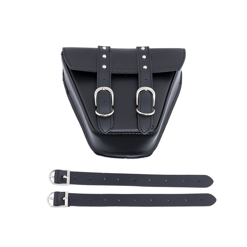 Black PU Leather Saddle Bag Luggage Tool Side Bag for Harley Cafe Racer Custom Q
