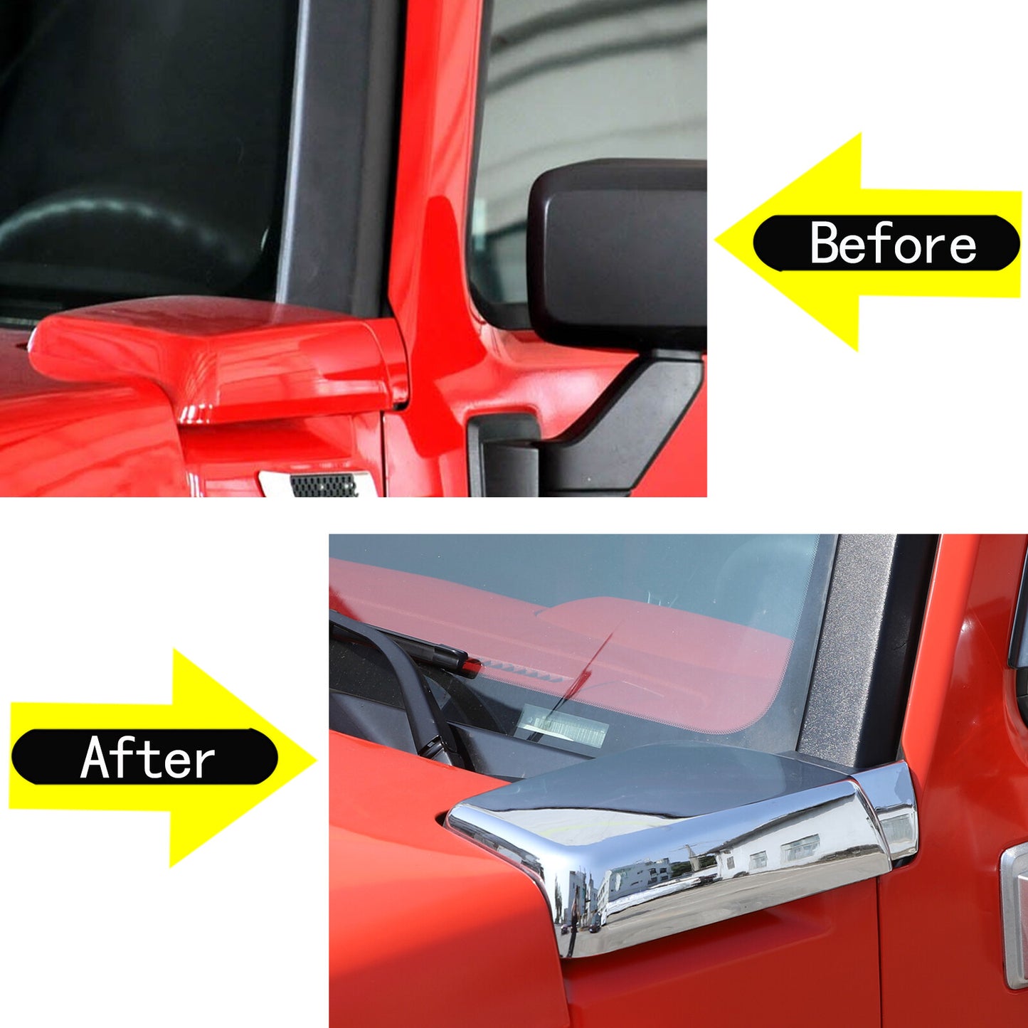 Chrome-plated bezel covers for side air intake vents are available on for Hummer H3 models from 2005 to 2009.