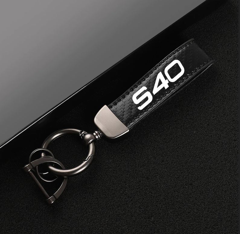 Suitable for S40 car keychains, key rings, key fobs, car accessories, black leather