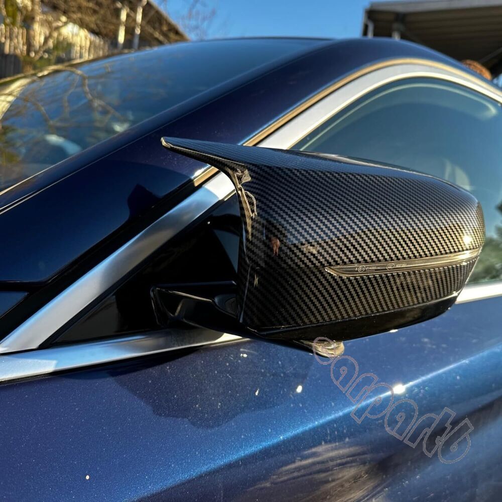 M STYLE CARBON FIBER ADD-ON SIDE MIRROR COVER CAPS 17-22 for BMW G30 G20 G11 G12