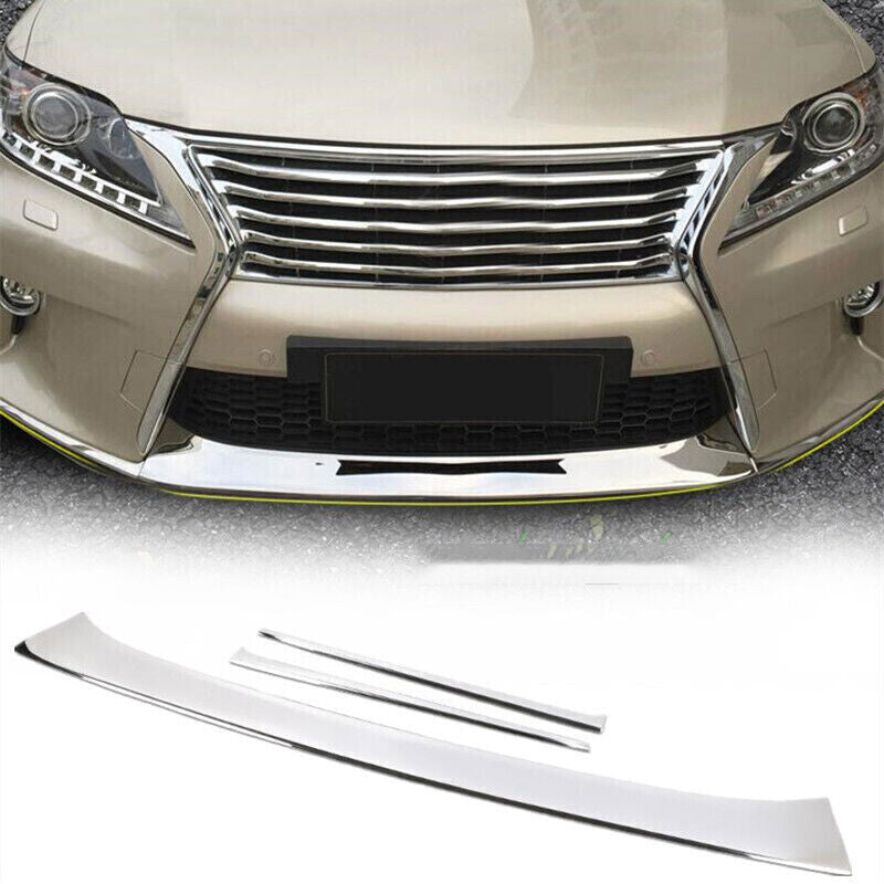 for LEXUS RX350 450H 13-15 Steel Chrome Style Front Bumper Lip Protector Trim 3P