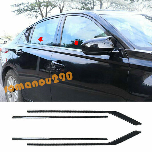 4 for Nissan Altima 2019-24 Black Stainless Car Window Bottom Trim Strip Cover