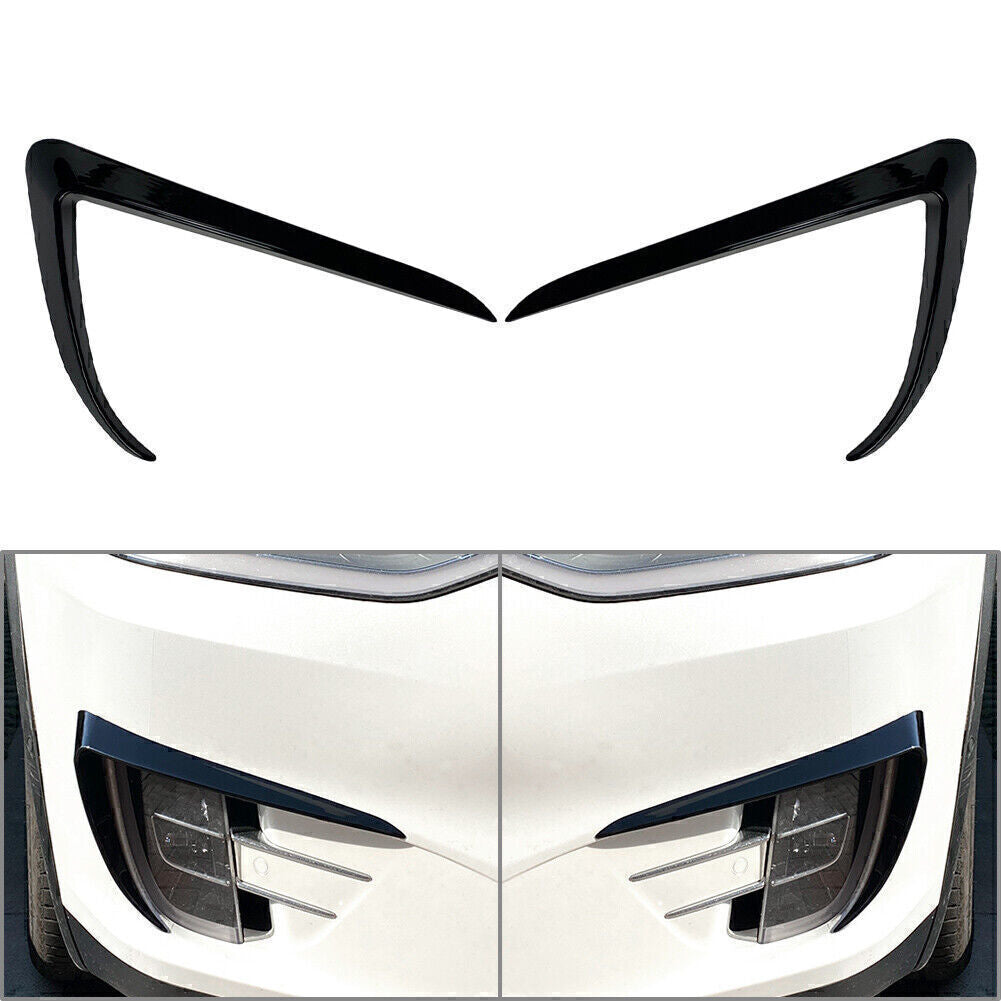 for Tesla Model X 2015-2020 2019 Black Front Fog Light Lamp Eyebrow Cover Trim Q